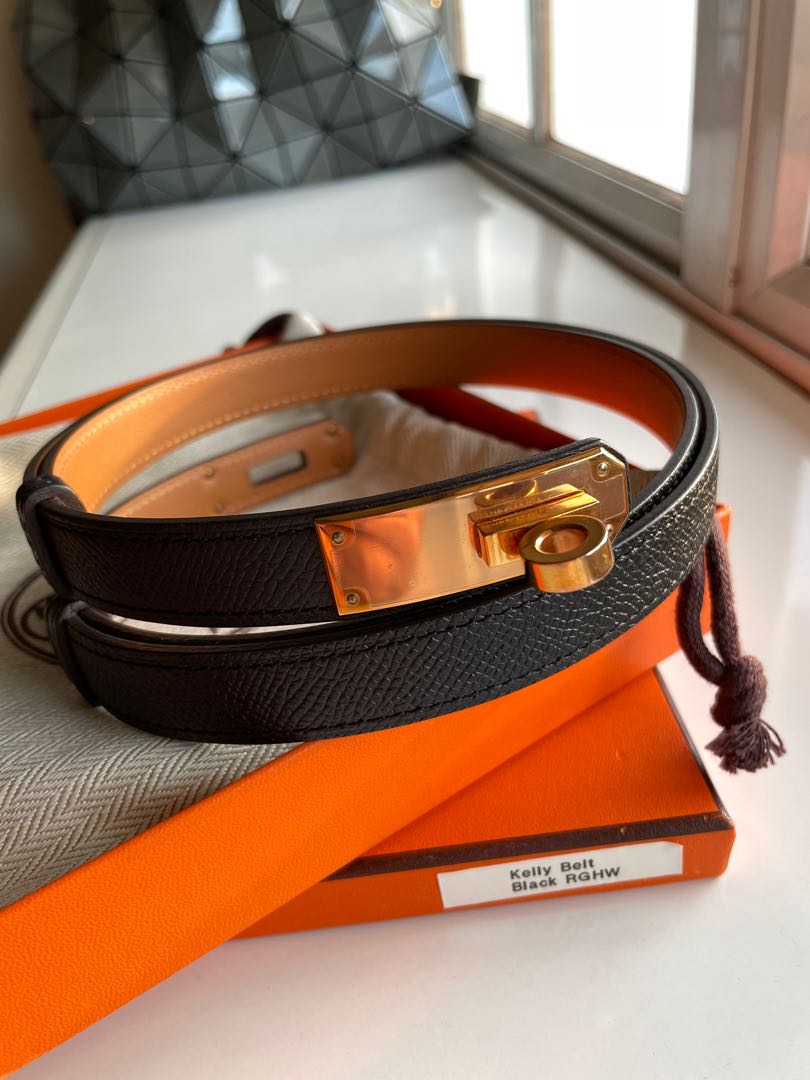 Hermes Kelly Belt Black Epsom RGHW, Luxury, Accessories on Carousell