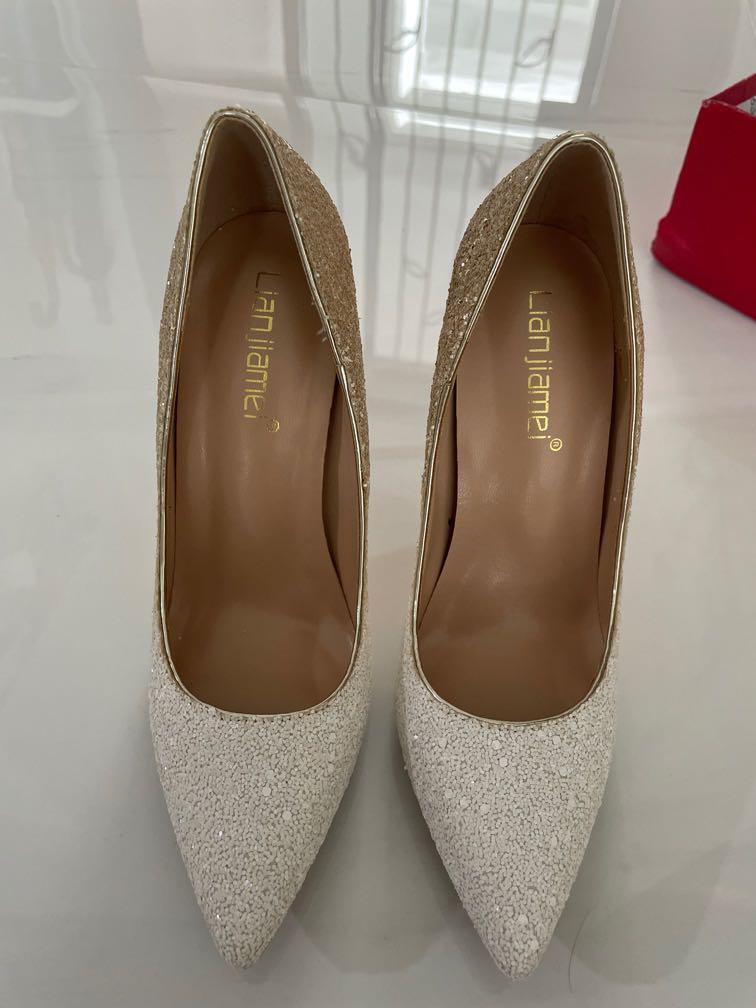 High heels white gold size 230 eu 36