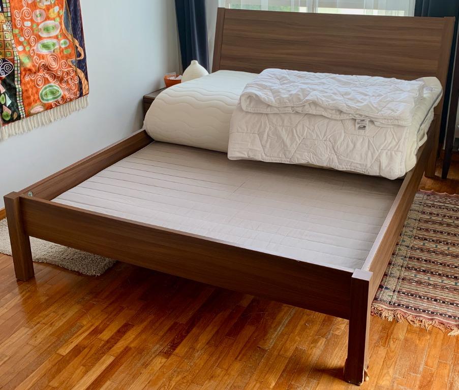 Ikea NYVOLL bed frame (Queen size) with mattress pad (IKEA SULTAN