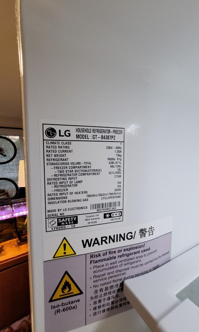 LG 438L fridge with 3 year extended warranty left with Harvey Norman