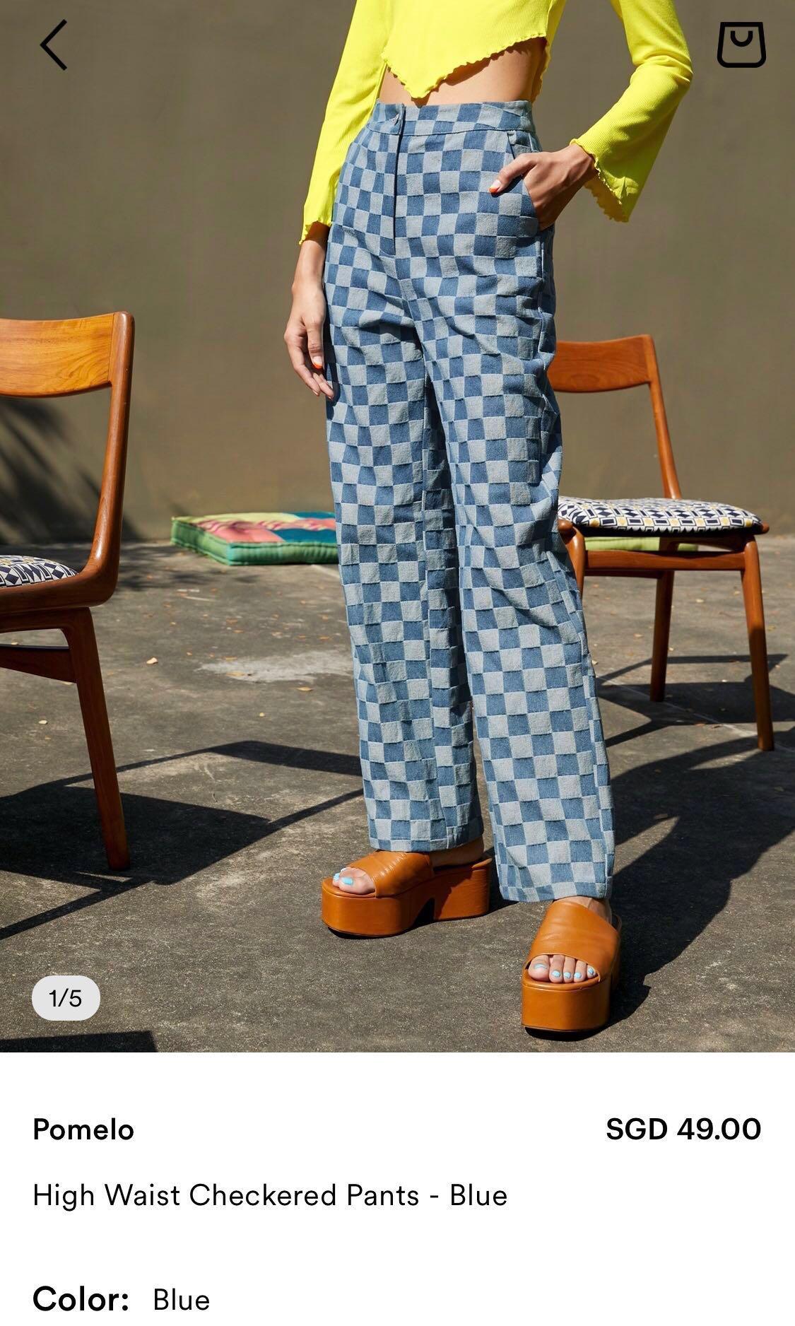 Checkered Pants - Brown - Pomelo Fashion