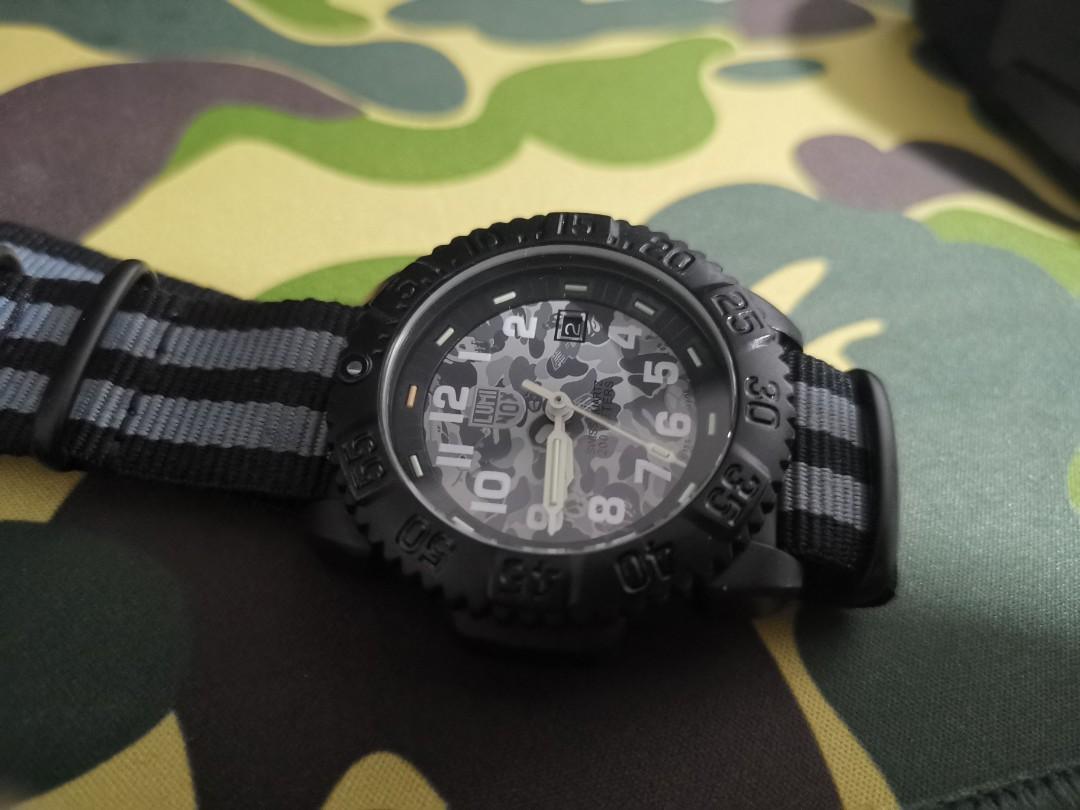 Stussy x A Bathing Ape Camo Luminox watch, Luxury, Watches on