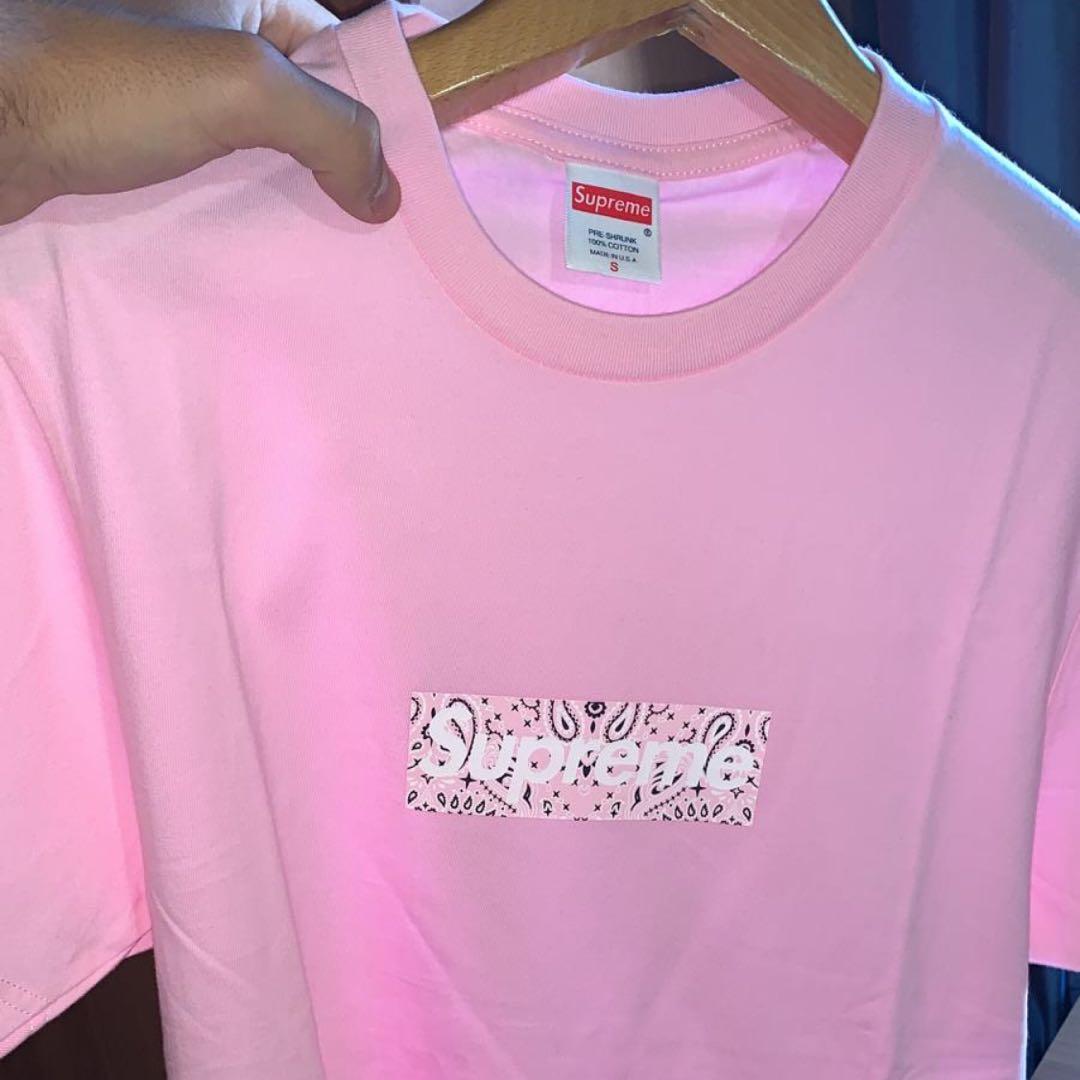 supreme bandana box logo tee Pink L