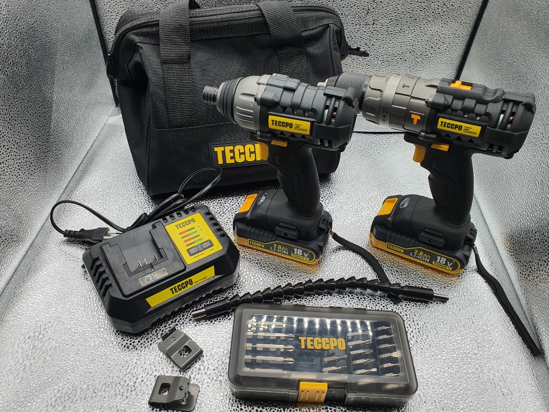 TECCPO 18 Combo Kit 180Nm Impact Driver 60Nm Cordless Drill