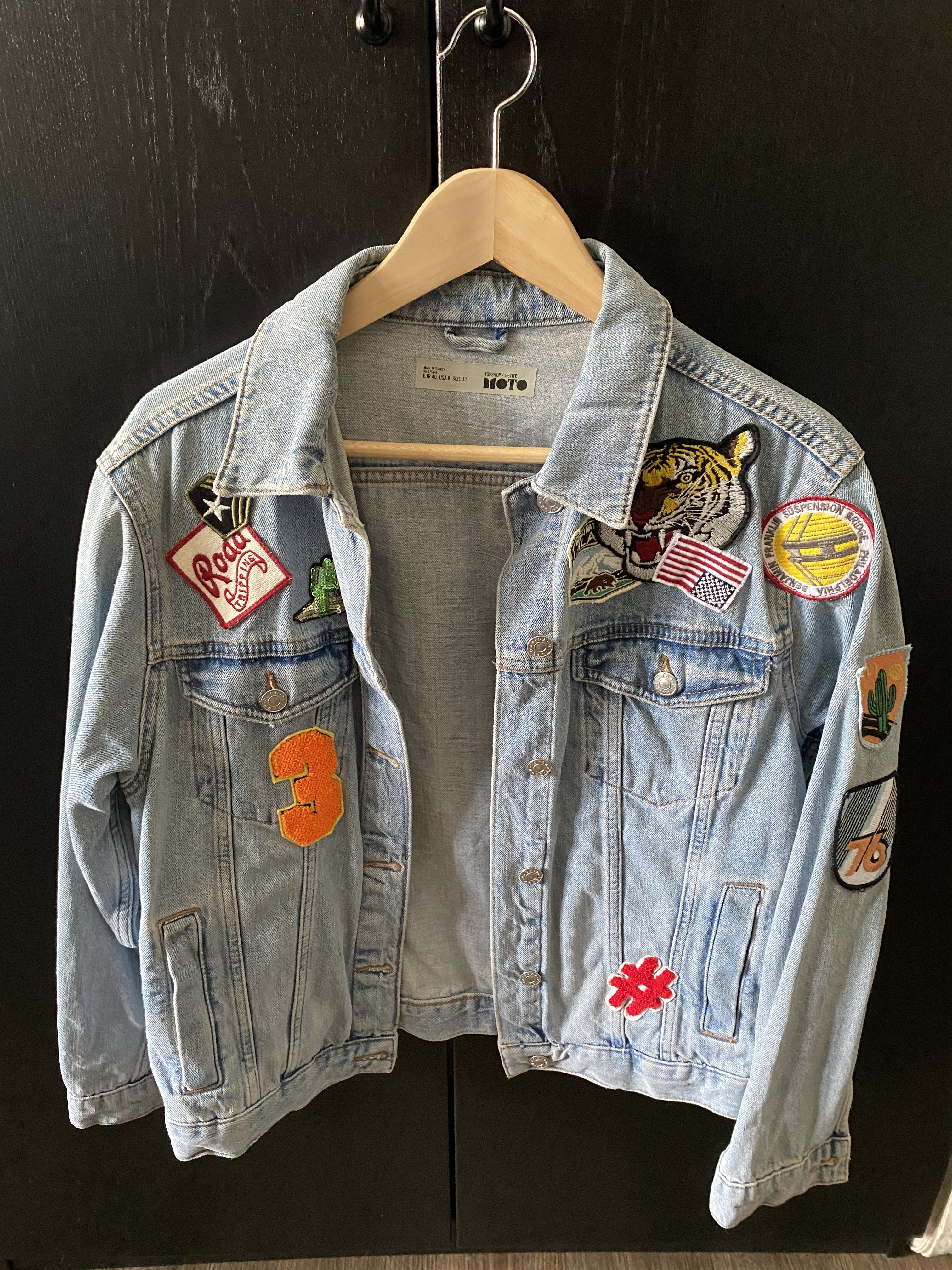 Red cropped denim jacket topshop hotsell