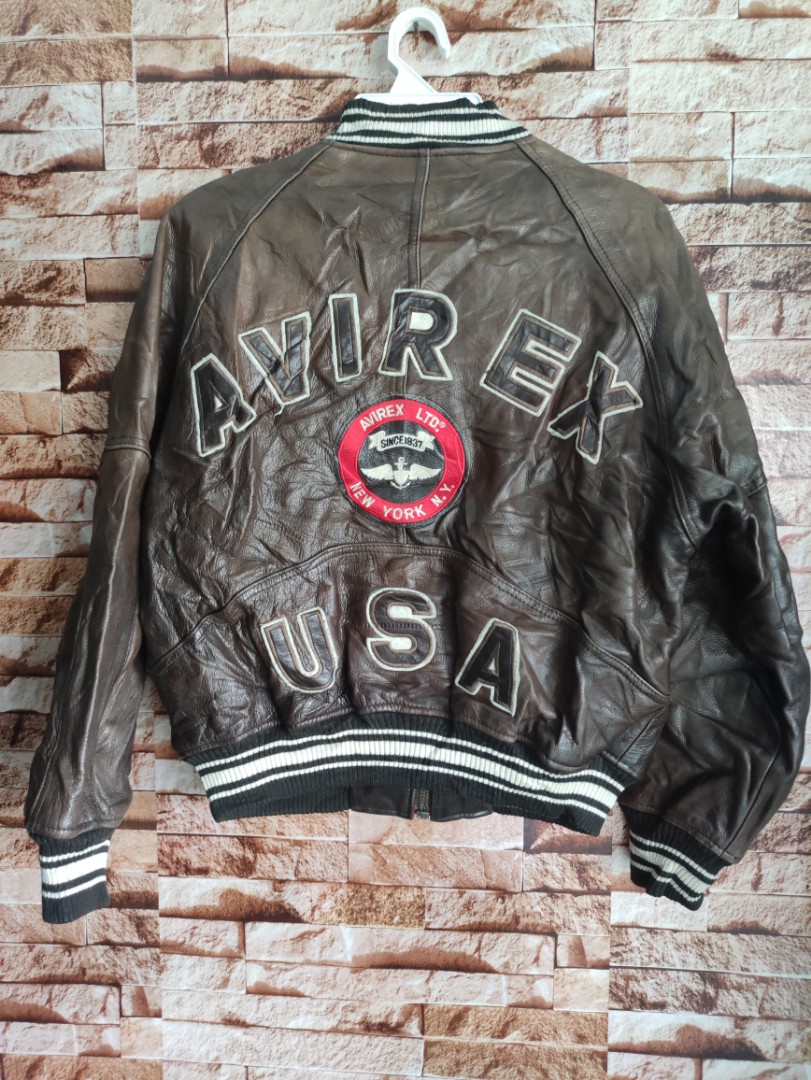 vintage Avirex usa leather varsity jacket, Men's Fashion, Coats ...