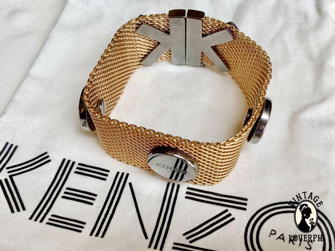 Vintage Kenzo Mesh Gold Tone Bracelet 18cm 6.75 with original kenzo pouch Women s Fashion Jewelry Organizers Bracelets on Carousell