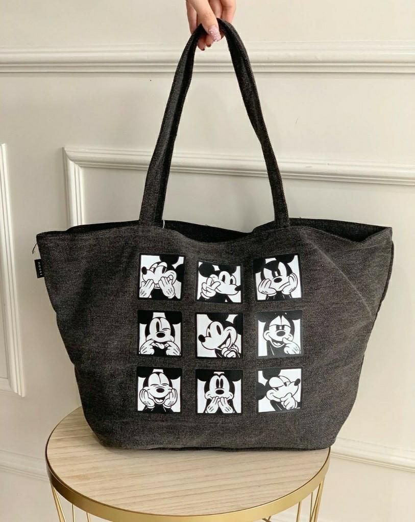ZARA DISNEY TOTEBAG DENIM, Fesyen 