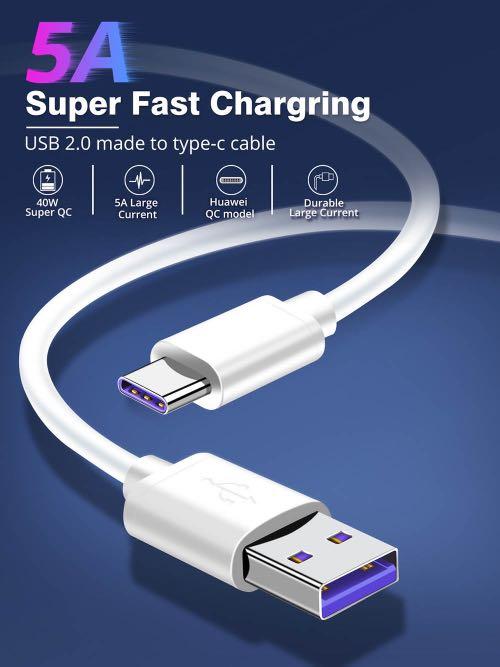 Type C Cable USB C Cable For Huawei Mate 20 P20 Pro Honor 10 Super Fast, Mobile Phones & Gadgets, Mobile & Gadget Accessories, Chargers & Cables on Carousell