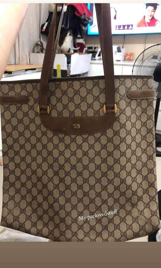 gucci canvas tote bag vintage