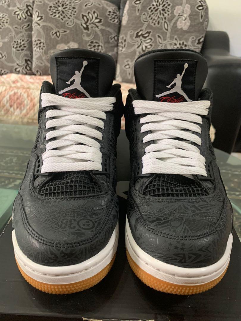 Air JORDAN 4 Black Laser Men s Fashion Footwear Sneakers on