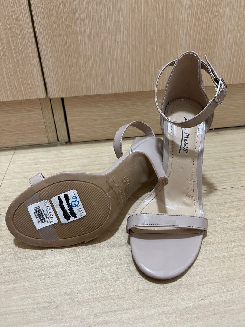 Anne Michelle Suede Triple Straps Single Sole Heel