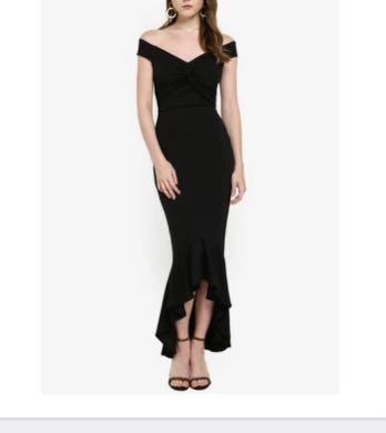 Navy bardot knot front dip hem dress hotsell