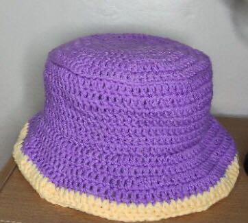 Crochet Purple Bucket Hat (big size 