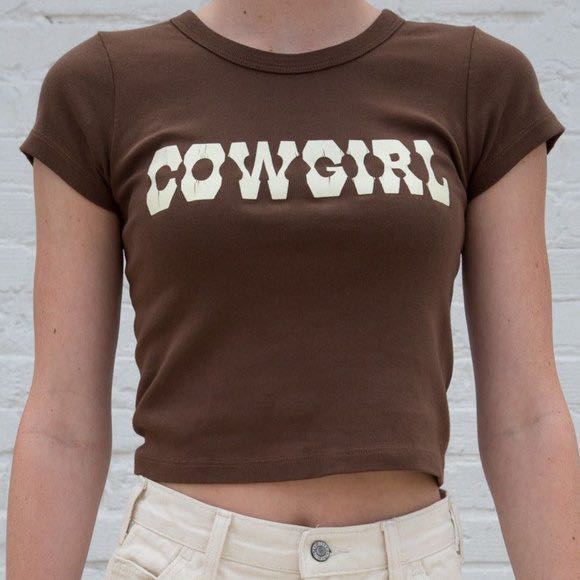 Brown cowgirl brandy melville shirt Clearance