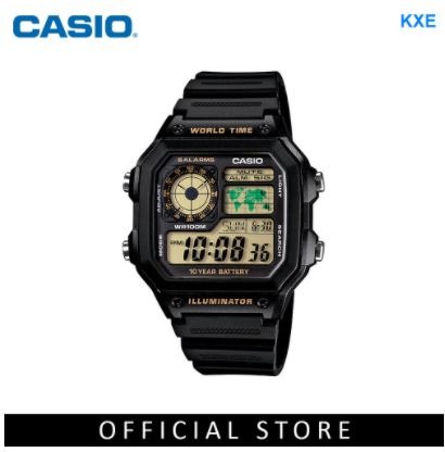 CASIO ORIGINAL WORLD TIME CLASSIC BLACK SPORTY DIGITAL WATCH AE