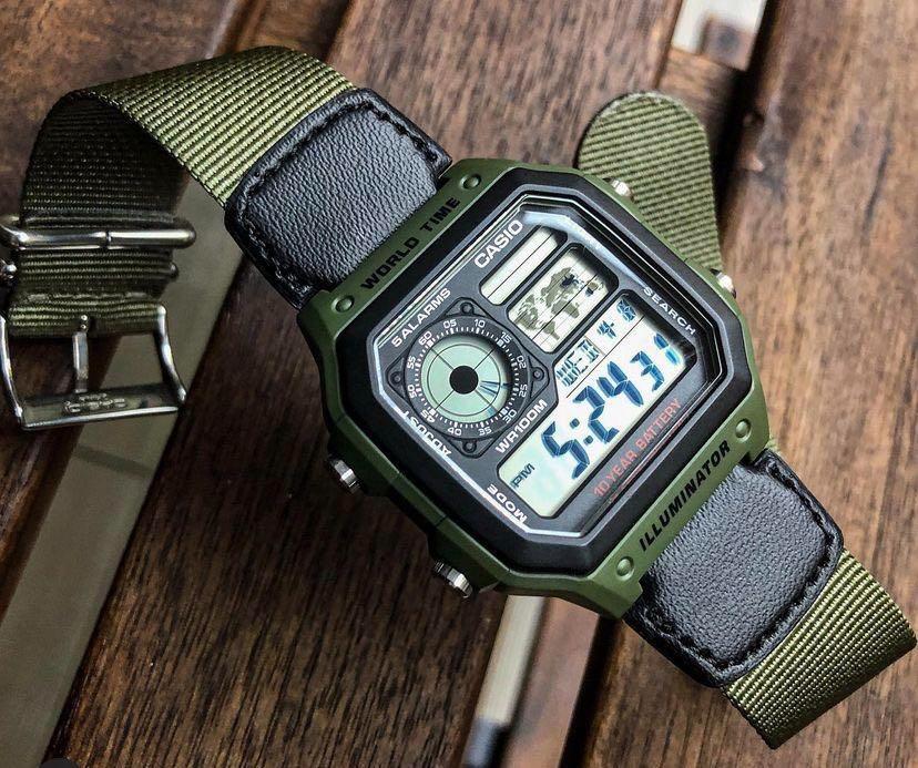Casio world top time green