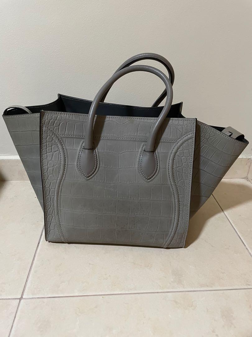 Celine Medium Phantom Croc Embossed Luggage by Reebonz