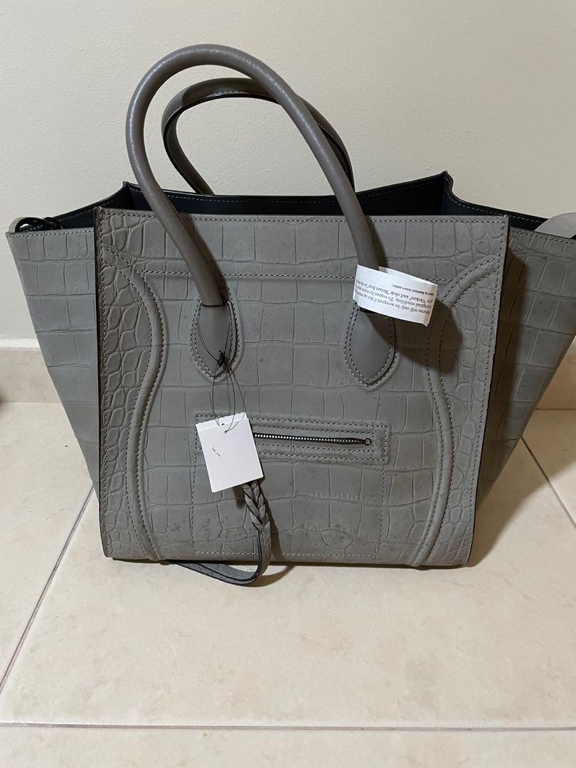 Celine Medium Phantom Croc Embossed Luggage by Reebonz