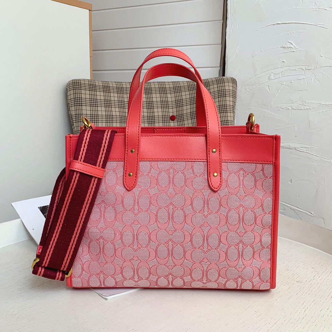 Jacquard Coach Field Tote 30 Pink Coach Field Tote 30 In Signature