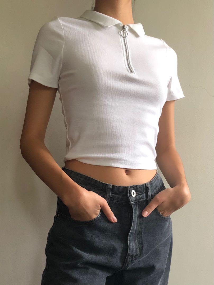 zip polo womens