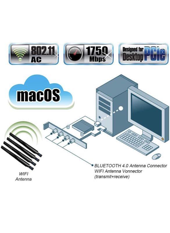 Fenvi wireless network adapter t919 for macos pc pci wifi card