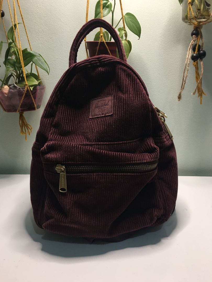 Herschel Nova Backpack Mini Corduroy Plum Women s Fashion Bags