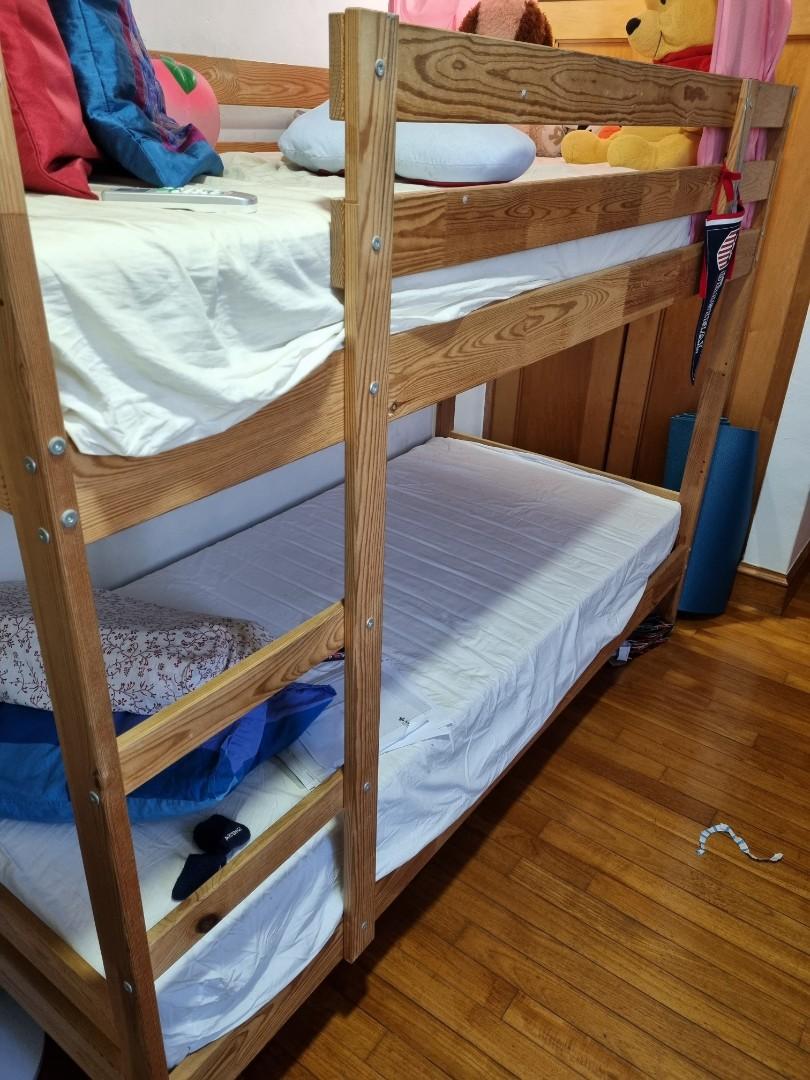 IKEA bunk bed with mattress, Furniture & Home Living, Furniture, Bed