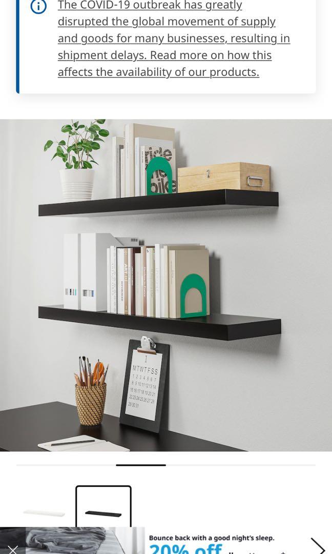 IKEA Lack Floating Shelves in Black Brown, Furniture & Home Living