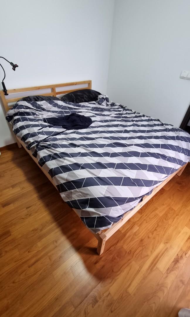 Ikea TARVA QUEEN bed frame with slats, Furniture & Home Living