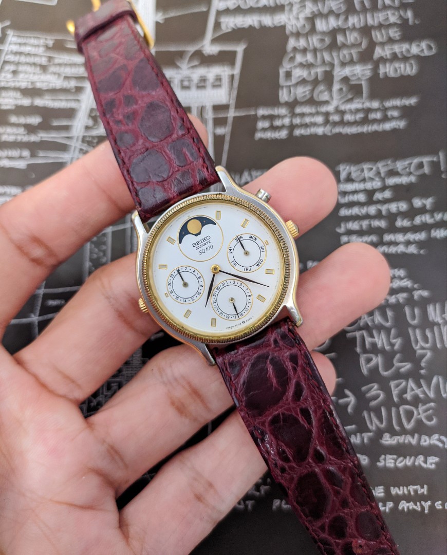 Jam tangan seiko 7f 38 moonphase chrono vintage jadul rare chonograph,  Fesyen Pria, Jam Tangan di Carousell