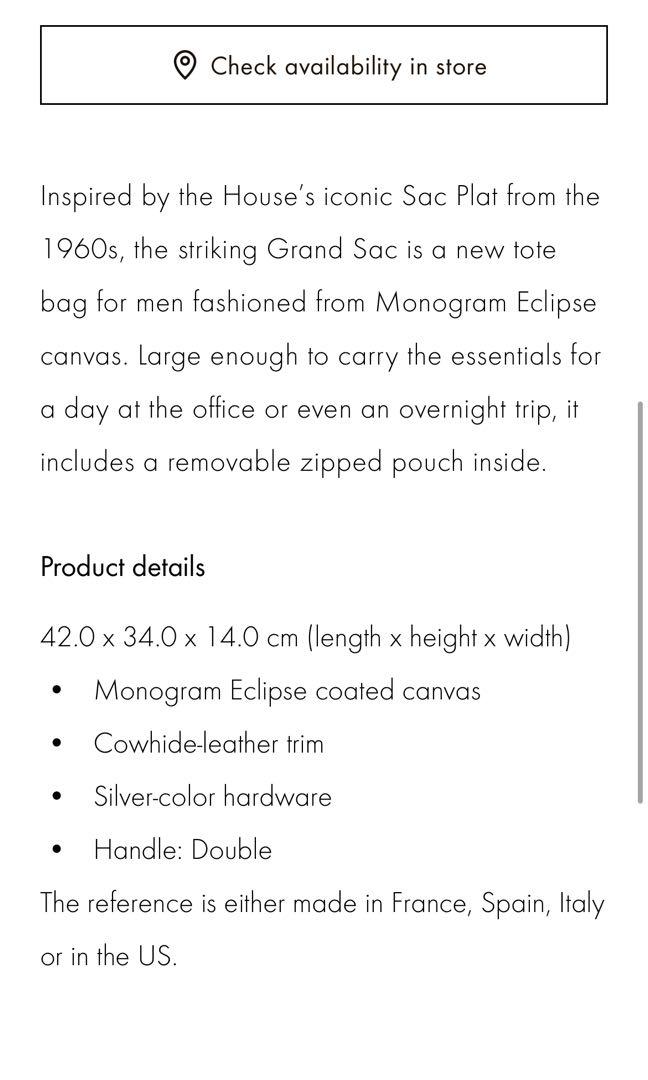 ❤️TOUR - Louis Vuitton Grand Sac Eclipse Monogram Tote / Satchel