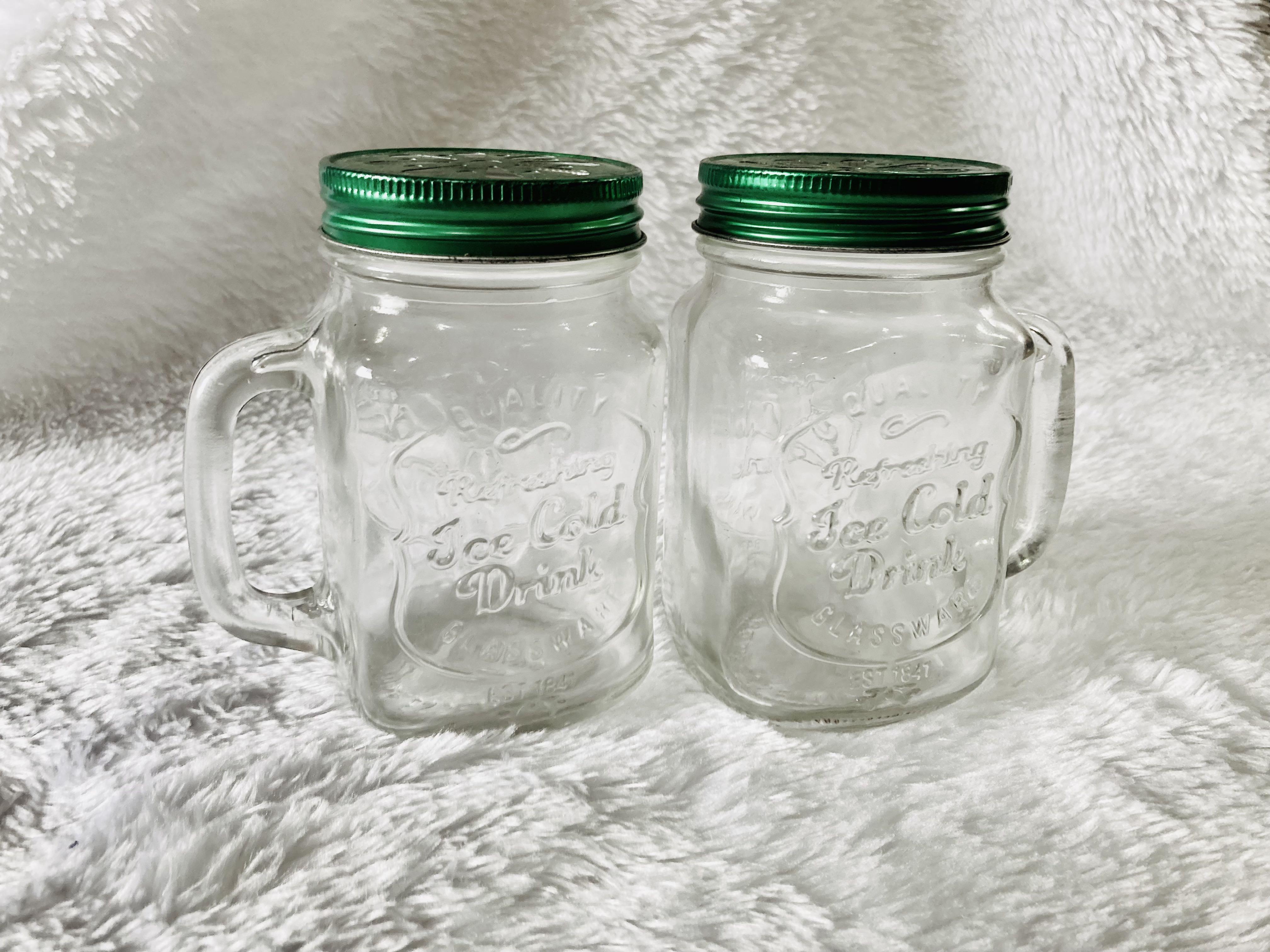 Mason Jar with Green top (Category: Other Kitchen Appliances) located in Makati City. Submitted by VersatileBabe (Listing ID 1101983137, Image 1). Description: Buy both for only ₱400 only! This is a buy One take One offer!🥰 So you can CHEERS while drinking. 😘 Enjoy your awesome Mason Jars! #julysweldo .