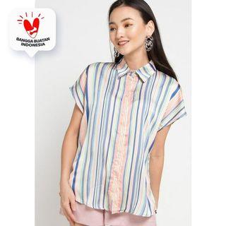 MINEOLA Colourful Stripe Blouse Tosca (11903121FT) - Hijau Tosca
