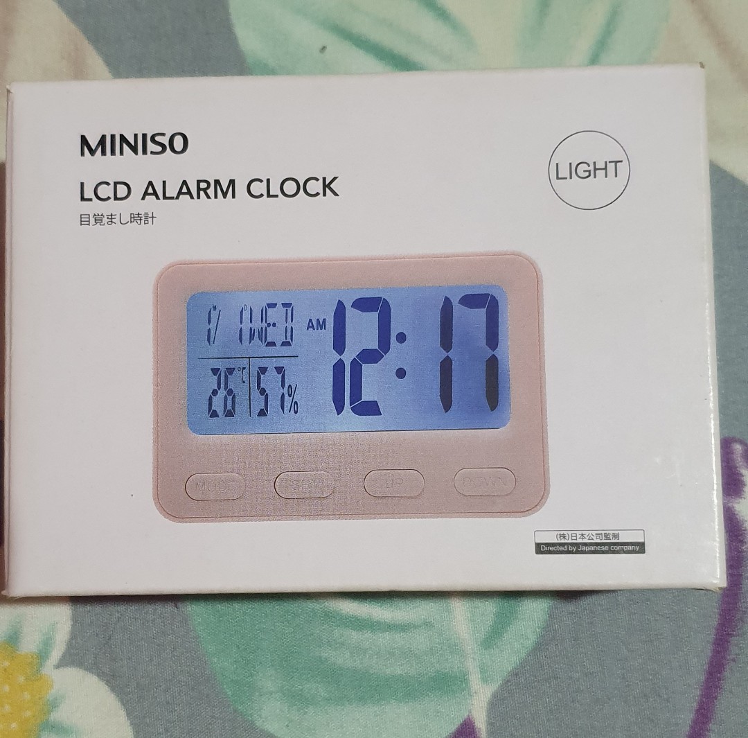 Miniso Pink LCD Alarm Clock, Furniture & Home Living, Home Decor