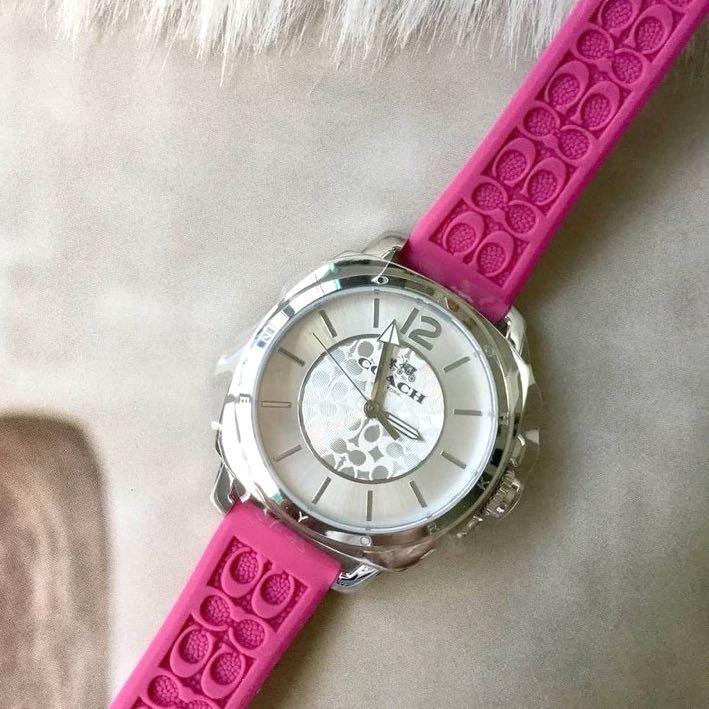 Original 100 Coach Watch Women Rubber Pink 14502092 Fesyen Wanita Jam Tangan di Carousell
