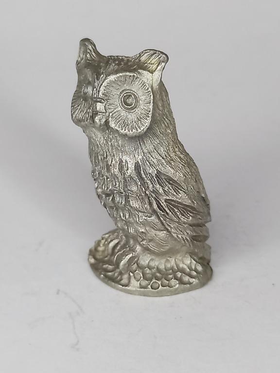 Vintage WISE OLD OWL 1" Pewter Figurine Lot Of 3 Rare ! 