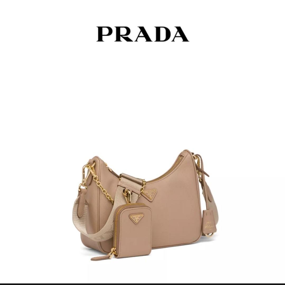 PRADA re edition 2005 Saffiano Leather ( Cameo Beige), Women's Fashion,  Bags & Wallets, Cross-body Bags on Carousell