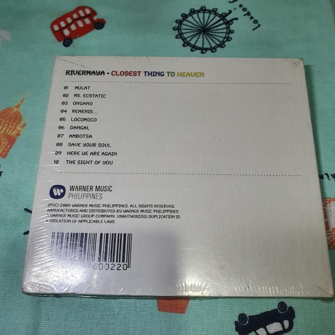 Rivermaya - Closest Thing to Heaven - OPM (Category: CDs & DVDs) located in Quezon City. Submitted by serefrenpaz (Listing ID 1102016759, Image 2). Description: Payment Details MeetUp - McDo Kamias or KFC Anonas Delivery - LBC, JRS, Grab, Lalamove Payment GCash, BPI, BDO, Palawan, Cebuana 120 Pesos shipping via JRS within NCR can also ship via Grab, Lalamove, or others.
