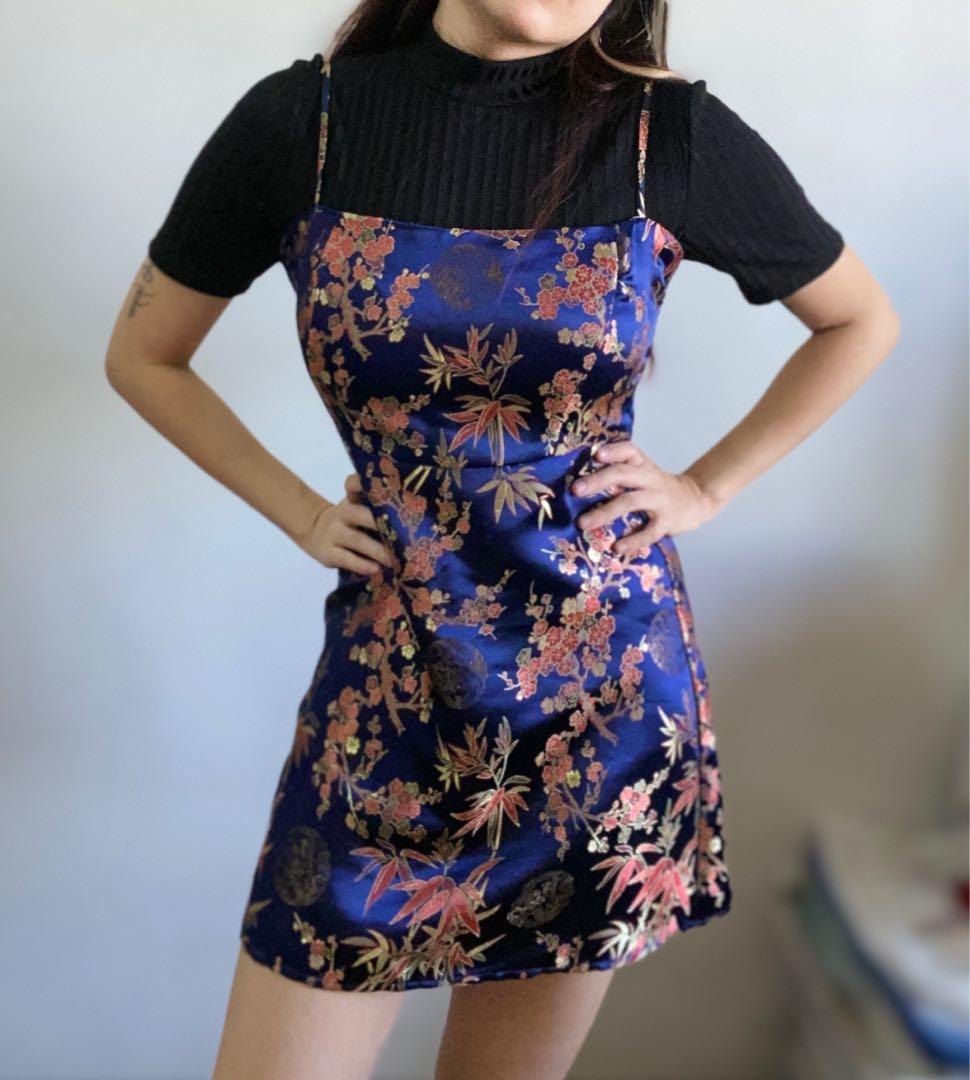 Satin Jacquard Oriental Cami Dress
