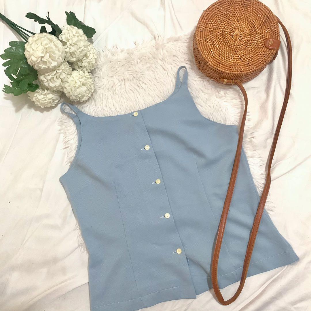 Sky blue top (Category: Blouses) located in Cavite. Submitted by bbthingyyyy (Listing ID 1101920305, Image 1). Description: Never worn 🤍 Good as new.