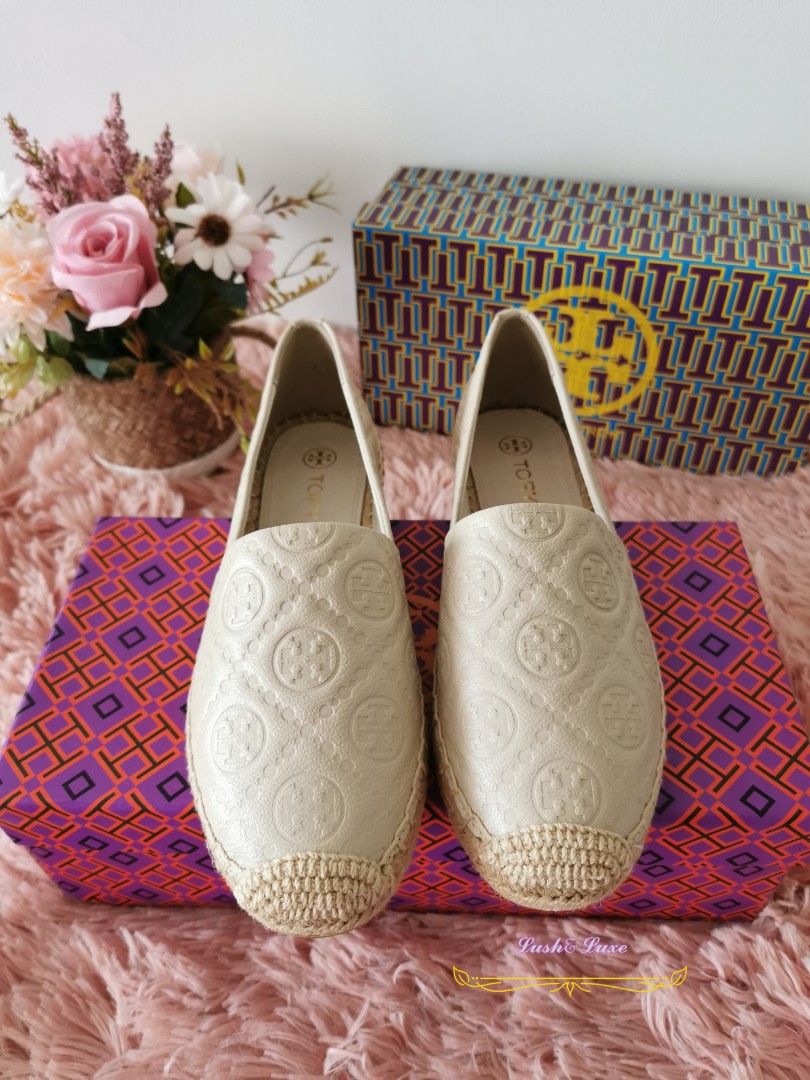 Tory Burch T Monogram Leather Espadrilles Shoes, Women's Fashion, Footwear,  Loafers on Carousell