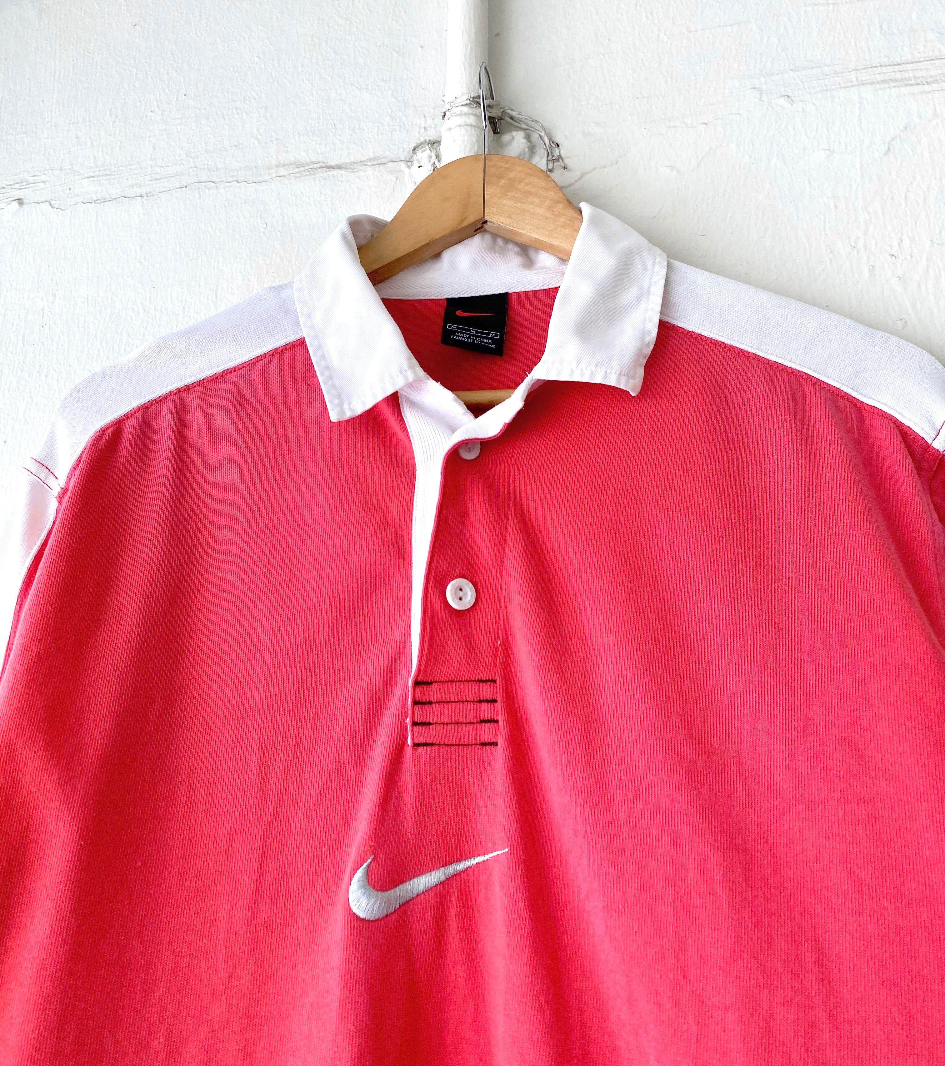 Vintage Nike Center Swoosh Rugby Polo, Men's Fashion, Tops & Sets ...