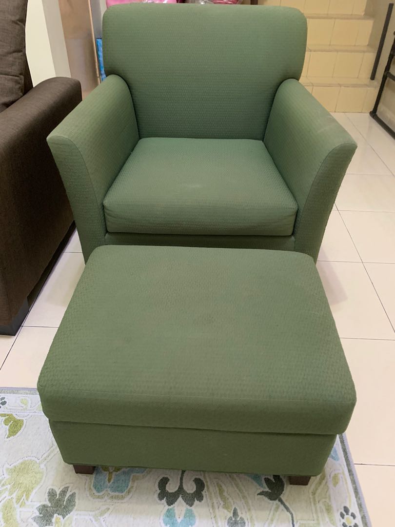 Wing Chair and stool, Furniture & Home Living, Furniture, Chairs on