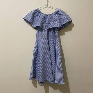 #10 #BrandSale Mini Dress Woman Strip - Dress wanita pendek biru lucu garis-garis