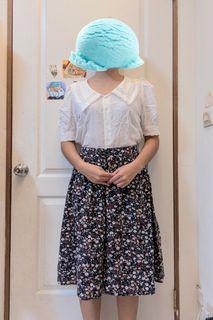 （降價）日系日本深藍底碎花膝下裙 #HAPPY