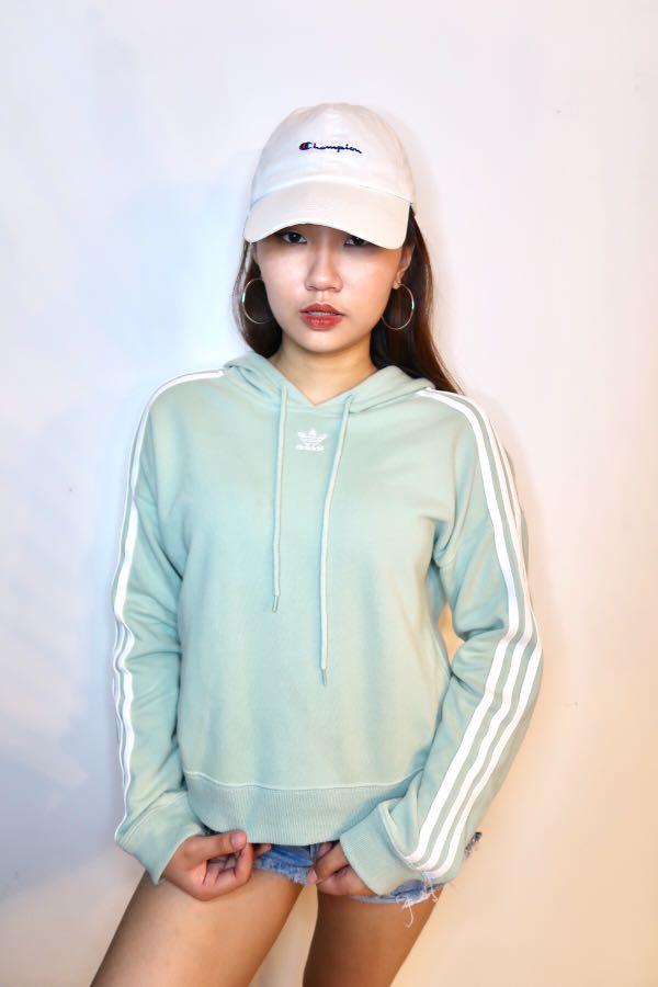 ADIDAS ORIGINALS MINT GREEN CROPPED HOODIE