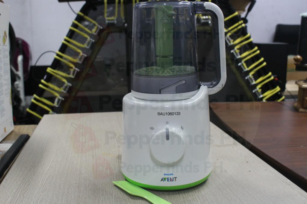Avent 2n1 Baby Food Maker (Category: Weaning & Toddler Feeding) located in Quezon City. Submitted by pepperfindsph (Listing ID 1102127928, Image 1). Description: PHILIPS AVENT 2 IN 1 HEALTHY BABY FOOD MAKER Steam, flip & blend 220v Like new condition NO BOX no hidden issue & no damages from korea SKU: BAU1060133 Making homemade babyfood is easy with this babyfood maker - steam cook meat and vegetables and then with a flip of the jug blend to the 