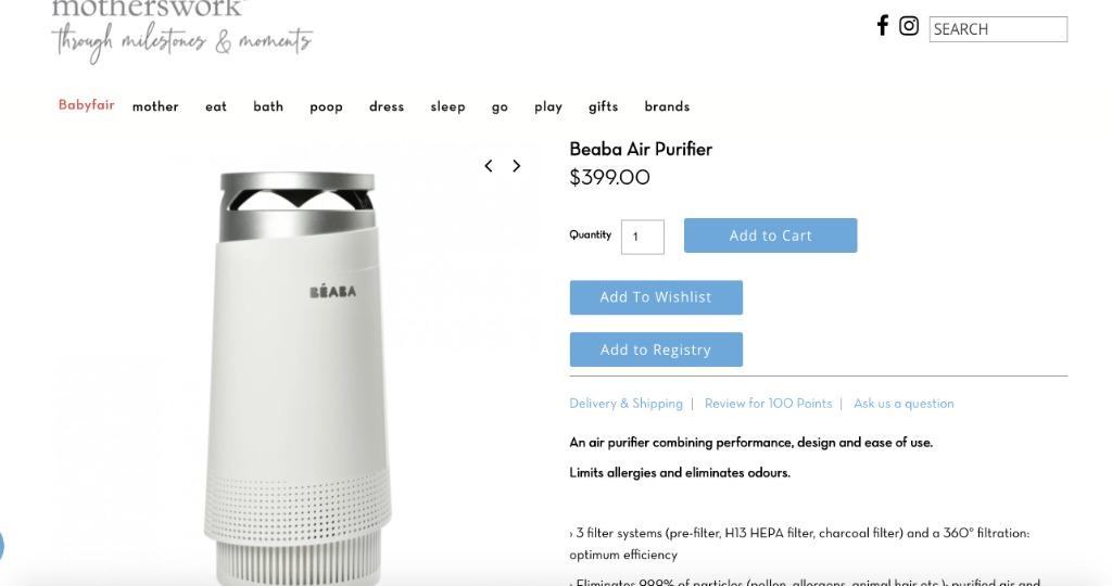 Beaba top air purifier