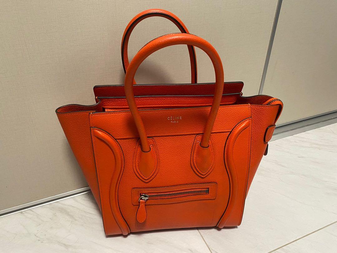 110000円 100％本物保証！ Celine micro luggage tote Orange×taupe